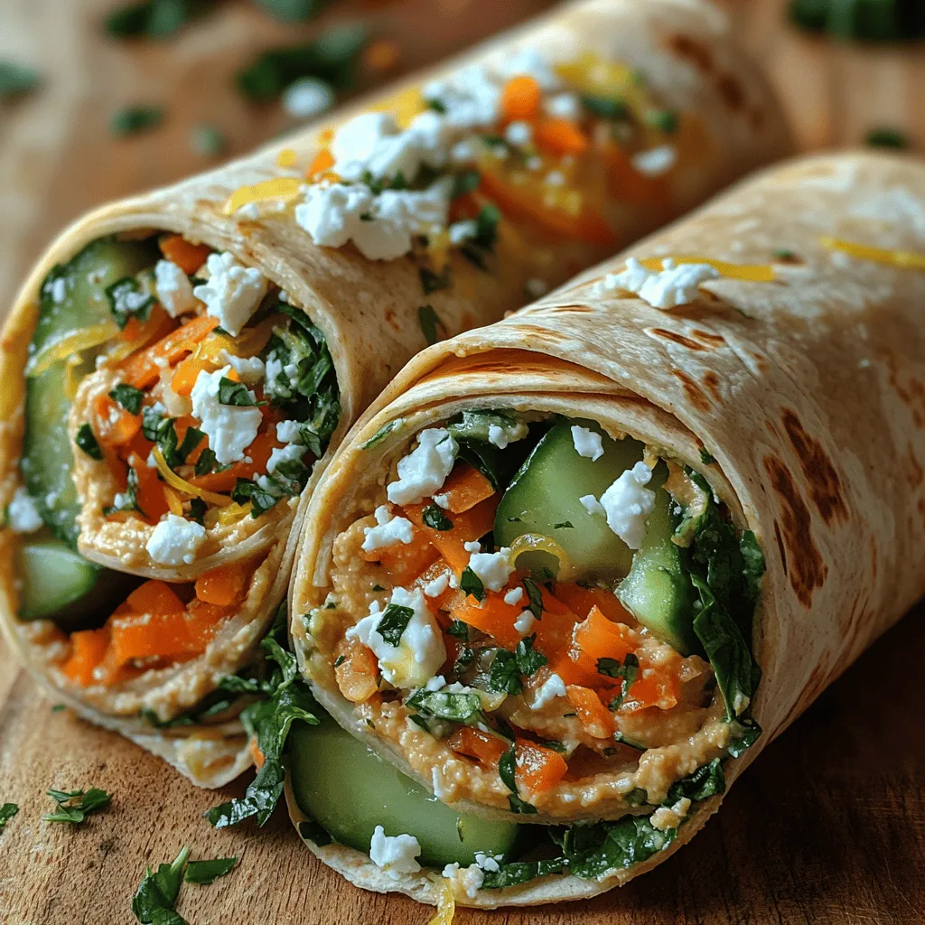 In recent years, there has been a noteworthy shift toward healthy eating habits among consumers. More individuals are recognizing the importance of incorporating nutritious ingredients into their diets, driven by a desire for improved health and wellness. As part of this movement, wraps have emerged as a popular choice for meals and snacks, offering a convenient and versatile way to enjoy a variety of flavors and ingredients. Among the many delicious wrap options available, <strong>Zesty Lemon Garlic Hummus Wraps</strong> stand out as a particularly nutritious and flavorful option.” /></p>
</p>
<h3>Adjusting Flavors to Personal Preferences</h3>
</p>
<p>One of the wonderful aspects of preparing Zesty Lemon Garlic Hummus Wraps is the flexibility they offer in terms of flavor. The fundamental components—hummus, vegetables, and tortillas—allow for personalization to suit your taste. If you find yourself craving a little more zest, consider adding an extra squeeze of lemon juice or a pinch of cayenne pepper for heat. For those who prefer a creamier hummus, a tablespoon of tahini or a splash of olive oil can elevate the texture, making it even more delightful.</p>
</p>
<p>To cater to different palates, it’s also possible to play with the garlic intensity. Roasting the garlic before blending it into the hummus results in a sweeter, milder flavor, ideal for those who may find raw garlic too pungent. Similarly, adjusting the salt levels or incorporating herbs like parsley, cilantro, or dill can enhance your wraps while providing a fresh taste that complements the main ingredients.</p>
</p>
<h3>Preparing the Vegetables</h3>
</p>
<p>The vegetables you choose for your wraps significantly influence their taste and texture, making it essential to select fresh, high-quality produce. Ingredients such as cucumbers, bell peppers, carrots, and spinach not only add vibrant colors but also various nutrients. Fresh vegetables enhance the overall flavor profile, providing a delightful crunch that contrasts beautifully with creamy hummus.</p>
</p>
<p>When preparing your vegetables, the technique of slicing and julienning is crucial for optimal presentation and ease of eating. For instance, slicing cucumbers into thin rounds rather than thick chunks allows for better distribution in the wraps, while julienned carrots and bell peppers create a visually appealing presentation. Here’s how to effectively prepare your vegetables:</p>
</p>
<p>1. <strong>Cucumbers</strong>: Wash thoroughly, then slice into thin rounds or julienne for added texture.</p>
<p>2. <strong>Bell Peppers</strong>: Remove the seeds and the core, then slice into thin strips.</p>
<p>3. <strong>Carrots</strong>: Peel and either slice them thinly or cut into matchstick shapes for easy handling.</p>
<p>4. <strong>Spinach</strong>: Use fresh, young leaves and rinse them under cold water to remove any grit.</p>
</p>
<h3>Assembling the Wraps</h3>
</p>
<p>Once you have your hummus and vegetables ready, it’s time to assemble the wraps. Start by laying a whole grain tortilla flat on a clean surface. Using a spatula or the back of a spoon, spread a generous layer of hummus across the tortilla, leaving about an inch of space around the edges. This will help contain the fillings for a cleaner wrap.</p>
</p>
<p>Next, layer your prepared vegetables in a line down the center of the hummus-spread tortilla. You can be creative here—mix and match your favorites to create a colorful medley. For example, a combination of vibrant red bell peppers, crunchy cucumbers, and fresh spinach adds both flavor and aesthetic appeal.</p>
</p>
<p>When wrapping, it’s essential to use the right technique to prevent spills and ensure easy handling. Start by folding the sides of the tortilla inward, then roll it tightly from the bottom, tucking in the filling as you go. This method keeps the ingredients secure and makes for a much easier eating experience.</p>
</p>
<h3>Serving Suggestions</h3>
</p>
<p>Presentation plays a vital role in the enjoyment of your Zesty Lemon Garlic Hummus Wraps. Consider cutting the wraps in half diagonally and arranging them on a platter for a beautiful display. You can also serve them alongside a small bowl of extra hummus or a yogurt-based dip, which complements the flavors and adds an interactive element for guests.</p>
</p>
<p>For side dishes, consider pairing your wraps with a refreshing salad, such as a simple cucumber and tomato salad dressed with olive oil and vinegar. Alternatively, you could serve them with sweet potato fries or a light soup for a wholesome meal.</p>
</p>
<p>These wraps are also fantastic for gatherings, picnics, or meal prep. They can be made ahead of time and stored in the refrigerator for a few days, making them an excellent grab-and-go option for busy lunches or quick dinners.</p>
</p>
<h3>Nutritional Information</h3>
</p>
<p>When evaluating the nutritional profile of a Zesty Lemon Garlic Hummus Wrap, it’s important to note that each wrap averages around 300-350 calories, depending on the ingredients used. The macronutrient breakdown typically includes:</p>
</p>
<p>– <strong>Carbohydrates</strong>: 40-50 grams (primarily from the whole grain tortilla)</p>
<p>– <strong>Protein</strong>: 10-12 grams (from the hummus and vegetables)</p>
<p>– <strong>Fats</strong>: 10-15 grams (from the hummus, especially if tahini is included)</p>
</p>
<p>In addition to being low in calories, these wraps are packed with vitamins and minerals, thanks to the fresh vegetables. Whole grain tortillas offer dietary fiber, which can aid digestion and promote a feeling of fullness.</p>
</p>
<p>Choosing whole grain over regular tortillas can significantly enhance the health benefits of your wraps. Whole grains are known to help reduce the risk of heart disease and improve cholesterol levels. Moreover, when comparing homemade wraps to store-bought options, homemade versions allow for greater control over ingredients, avoiding preservatives and excessive sodium often found in commercial products.</p>
</p>
<h3>Variations and Customizations</h3>
</p>
<p>The beauty of Zesty Lemon Garlic Hummus Wraps lies in their versatility. If you’re looking to switch things up, consider experimenting with alternative ingredients. For example, adding a layer of vegan cheese or a sprinkle of nutritional yeast can introduce a delightful cheesy flavor without dairy. Additionally, you can explore a variety of vegetables such as roasted zucchini, artichokes, or even sprouts for a unique twist.</p>
</p>
<p>Flavor variations can also be achieved by adding spices and herbs. A dash of smoked paprika or a sprinkle of za’atar can enhance the wraps with exciting new dimensions. If you have dietary restrictions, adapting the recipe is simple—use gluten-free tortillas to make it suitable for those with gluten sensitivities or nut-free spreads for individuals with nut allergies.</p>
</p>
<h3>Conclusion</h3>
</p>
<p>In summary, the Zesty Lemon Garlic Hummus Wraps are not only delicious and versatile but also a healthy alternative to traditional wraps. They provide a fantastic way to incorporate fresh vegetables into your diet while enjoying vibrant flavors. Don’t hesitate to experiment with different ingredients and flavor combinations to find your perfect wrap.</p>
</p>
<p>Making these wraps at home allows you to take control of your meals, ensuring you’re consuming wholesome ingredients without the additives often found in pre-packaged options. Embrace the joy of creating healthy, homemade meals that fit seamlessly into your daily life, and encourage yourself to explore new combinations and techniques in the kitchen.</p>
</div>