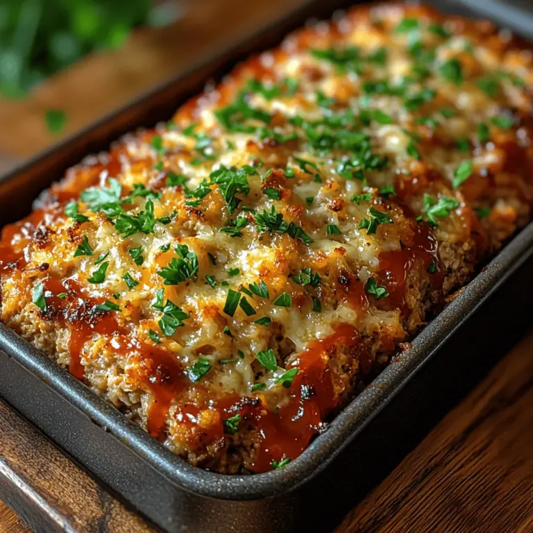 Meatloaf is a quintessential comfort food that has graced dinner tables for generations, embodying the essence of home-cooked meals. Its versatility allows for endless variations, accommodating various tastes and dietary preferences. While traditional meatloaf is often made with ground beef or pork, this innovative recipe reinvents the classic by using ground chicken, creating a lighter yet equally satisfying option. The addition of aromatic garlic and rich Parmesan cheese elevates this dish in both flavor and texture, resulting in a melt-in-your-mouth experience that is sure to impress.