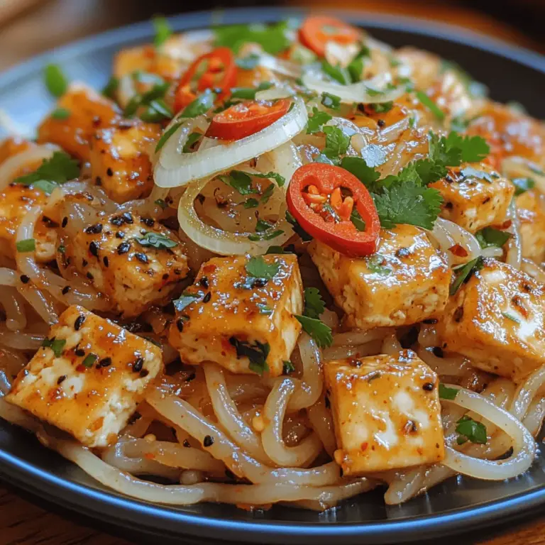 Chili Garlic Noodles with Crispy Tofu is a vibrant and satisfying dish that perfectly encapsulates the bold flavors and diverse textures characteristic of Asian cuisine. Noodle dishes have long been a staple in many cultures across Asia, prized for their versatility and ability to absorb flavors, making them an ideal canvas for a variety of ingredients. This particular recipe showcases the harmony between spicy, garlicky noodles and crispy, golden tofu, creating a meal that is not only delicious but also nourishing.