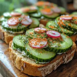 When it comes to fresh, invigorating flavors, few combinations can rival the crispness of cucumbers paired with the peppery bite of radishes. The "Crisp & Zesty Cucumber Radish Sandwiches" recipe captures this delightful duo, creating a light yet satisfying dish perfect for any occasion. Whether you’re searching for a quick snack, a refreshing appetizer for a gathering, or a light meal that won’t weigh you down, these sandwiches are an ideal choice. The vibrant colors and fresh ingredients not only make for a stunning presentation but also offer an array of health benefits.