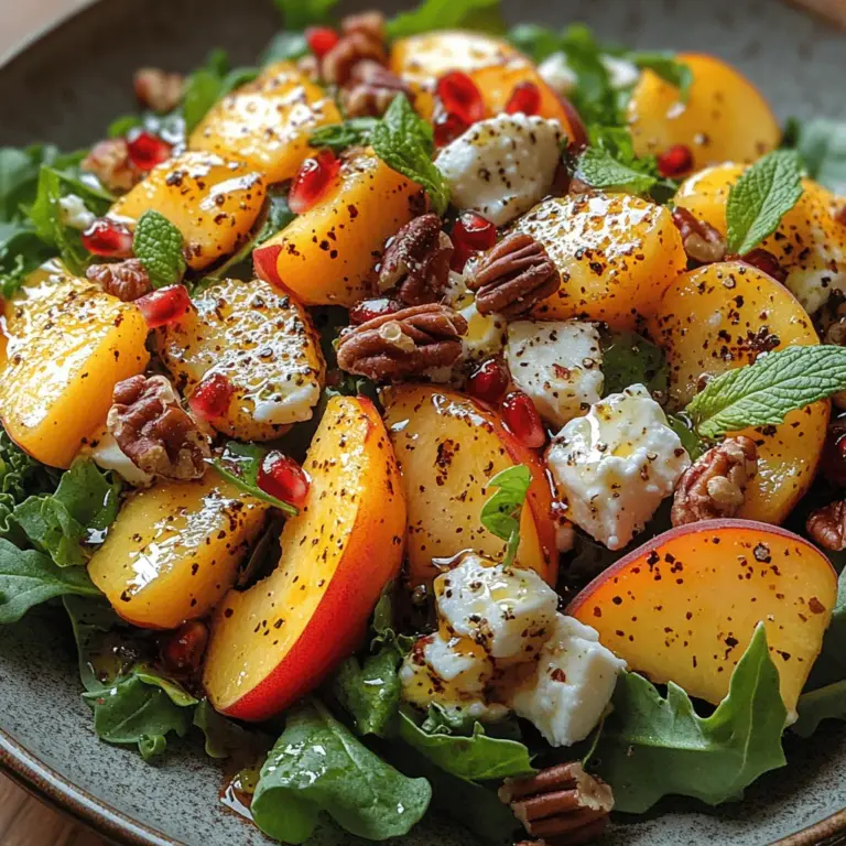 As the warm sun graces our days and the vibrant colors of summer come alive, there's no better way to celebrate the season than with a refreshing salad that encapsulates the essence of summer. Enter the Sun-Kissed Peach Feta Crunch—a delightful fusion of ripe peaches, creamy feta, and a medley of fresh ingredients that come together to create a dish bursting with flavor and vitality. This salad not only dazzles the palate but also nourishes the body, making it a perfect choice for warm-weather dining.