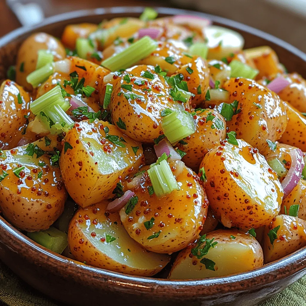 Potato salad is a classic dish that has graced tables across the globe for generations. Its creamy, comforting texture and hearty ingredients make it a perfect side dish for barbecues, picnics, and family gatherings. Traditionally made with mayonnaise, mustard, and a medley of vegetables, potato salad is beloved for its rich flavors and satisfying quality. However, our recipe for Sweet & Tangy Honey Mustard Potato Salad takes this classic dish to a whole new level by introducing a delightful twist—honey mustard. This unique combination of flavors marries the sweetness of honey with the sharpness of mustard, creating a dressing that is both refreshing and rich.