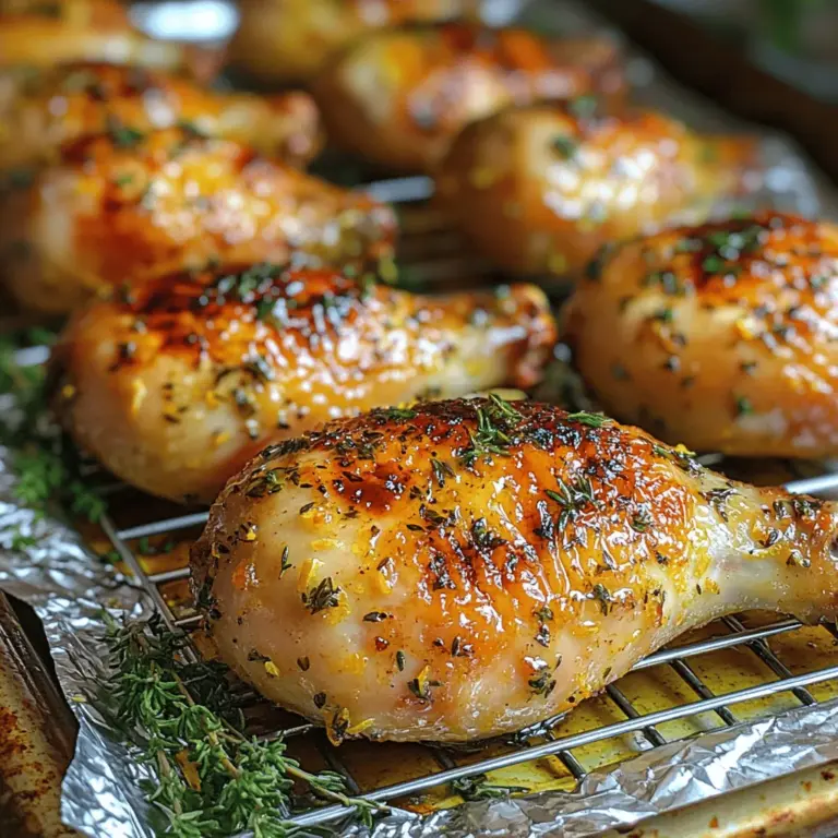 If you're on the hunt for a mouthwatering chicken dish that combines vibrant flavors with aromatic herbs, look no further than Zesty Herb-Infused Lemon Thyme Roasted Chicken Legs. This recipe is not only simple to prepare but also delivers a delightful explosion of taste in every bite. The allure of roasted chicken legs lies in their ability to remain juicy and tender while developing an irresistible crispy skin. Infusing the chicken with lemon and fresh thyme elevates the dish, making it perfect for a family dinner, a gathering with friends, or even a special occasion.