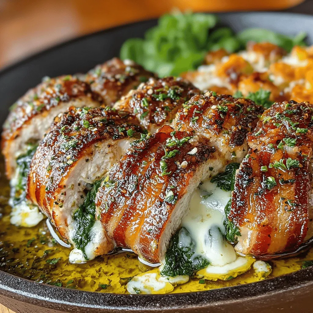 In the world of comfort food, few dishes can rival the savory delight of Bacon-Wrapped Mozzarella Stuffed Chicken. This recipe not only brings together the juicy goodness of chicken and the gooey melt of fresh mozzarella but also adds a crispy layer of bacon that elevates the entire experience. Imagine cutting into a perfectly cooked chicken breast, revealing a warm, cheesy center surrounded by a blanket of crispy bacon—it's a culinary embrace that is enticing to both the eyes and the palate. Perfect for family dinners or special occasions, this dish combines simple ingredients with a gourmet flair, making it a favorite among home cooks and food enthusiasts alike.