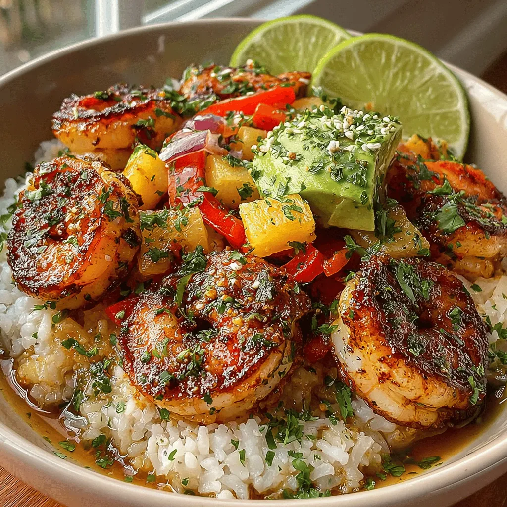 If you're looking for a dish that encapsulates the essence of summer with every bite, then the Tropical Breeze Shrimp & Pineapple Rice Bowls are sure to delight. This vibrant recipe combines succulent shrimp with the sweet juiciness of pineapple, creating a perfect harmony of flavors that transport your taste buds straight to a sun-kissed beach. The colorful presentation of this dish, with its bright greens, yellows, and pinks, not only makes it a feast for the palate but also for the eyes, making it an ideal choice for summer gatherings or a refreshing weeknight dinner.