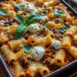 Cheesy Baked Rigatoni with Hearty Meat Sauce