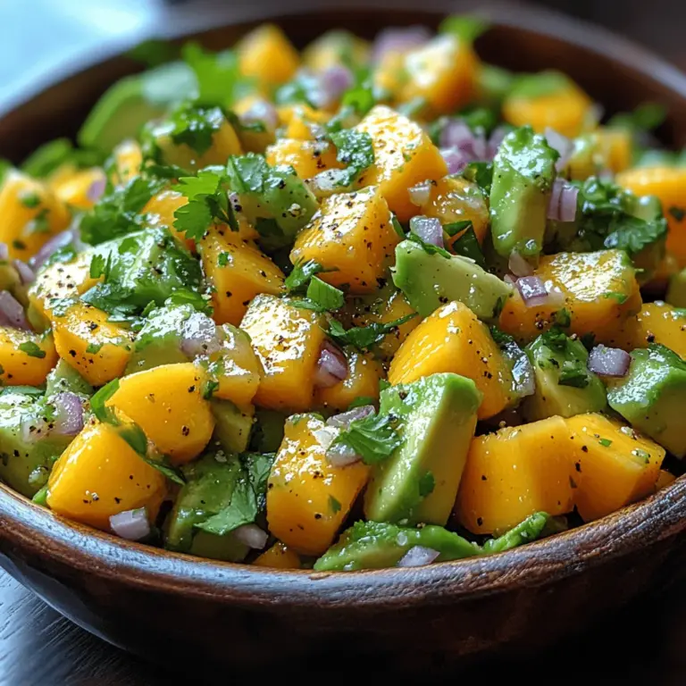 If you’re looking for a vibrant, refreshing dish that perfectly balances sweet, savory, and tangy flavors, look no further than Zesty Mango Avocado Salsa. This delightful recipe combines the creamy texture of ripe avocados with the juicy sweetness of fresh mangoes, creating a salsa that is not only delicious but also versatile. Whether served as a dip with tortilla chips, a topping for grilled fish, or a side dish at your next barbecue, this salsa is sure to be a hit among family and friends.
