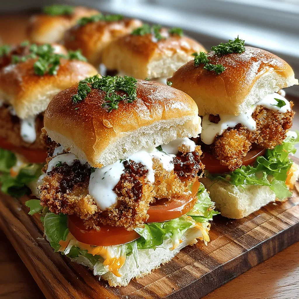 When it comes to party food, few dishes rival the crispy cheddar ranch chicken slider in terms of appeal and flavor. These sliders combine tender chicken marinated in a creamy buttermilk dressing, coated in a crispy panko crust, and topped with rich sharp cheddar cheese. Whether you're hosting a game day gathering, a casual family get-together, or simply looking for a fun weeknight dinner option, these sliders are guaranteed to impress. Their bite-sized nature makes them perfect for sharing, allowing guests to savor a delightful blend of flavors without the need for utensils.