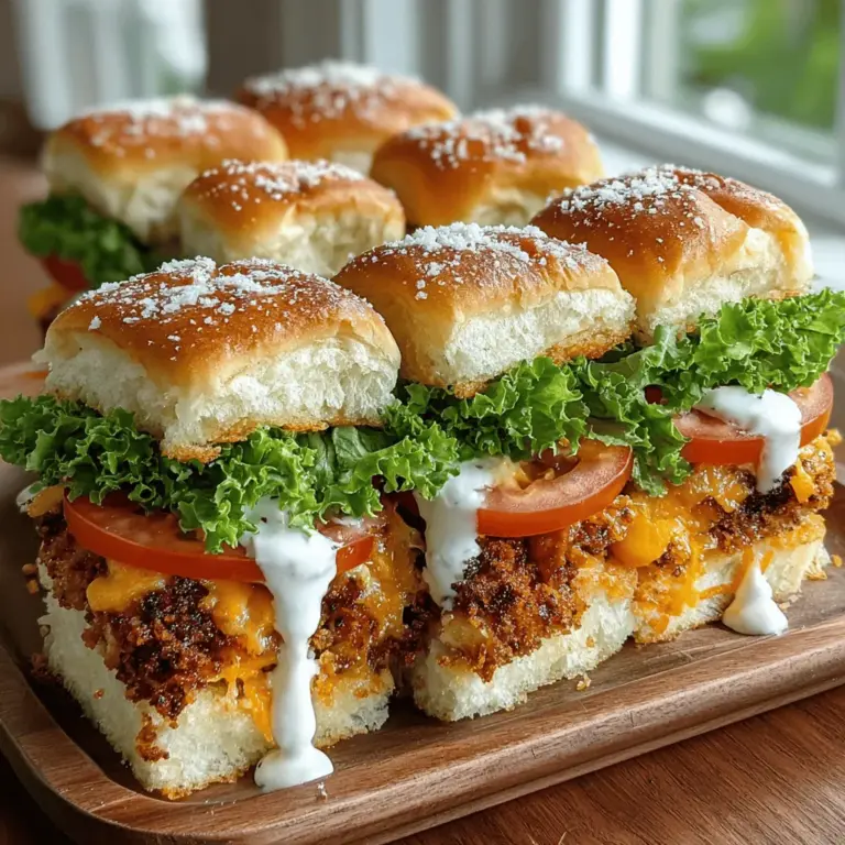 When it comes to party food, few dishes rival the crispy cheddar ranch chicken slider in terms of appeal and flavor. These sliders combine tender chicken marinated in a creamy buttermilk dressing, coated in a crispy panko crust, and topped with rich sharp cheddar cheese. Whether you're hosting a game day gathering, a casual family get-together, or simply looking for a fun weeknight dinner option, these sliders are guaranteed to impress. Their bite-sized nature makes them perfect for sharing, allowing guests to savor a delightful blend of flavors without the need for utensils.