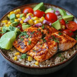 If you’re looking for a dish that bursts with flavor while also being packed with nutrients, Spicy Cajun Salmon Bowls with Corn and Avocado should be at the top of your list. This vibrant meal not only tantalizes your taste buds with its bold Cajun spices but also incorporates a medley of fresh ingredients that elevate its health benefits. The combination of perfectly seasoned salmon, crunchy corn, creamy avocado, and wholesome grains makes this dish a standout choice for anyone aiming to enjoy a nutritious yet satisfying meal.