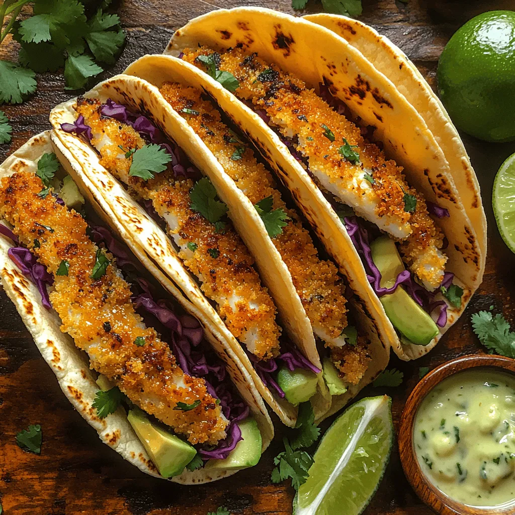 In the realm of culinary delights, few dishes can rival the vibrant flavors and satisfying textures found in Crispy Baked Fish Tacos. This recipe invites you to experience a harmonious blend of tender, flaky fish encased in a crunchy panko breadcrumb coating, complemented by a medley of fresh toppings and a zesty lime sauce. Whether you're looking for a quick weeknight dinner or a festive option to impress guests, these tacos not only deliver on taste but also provide a nutritious meal that can be enjoyed by all.