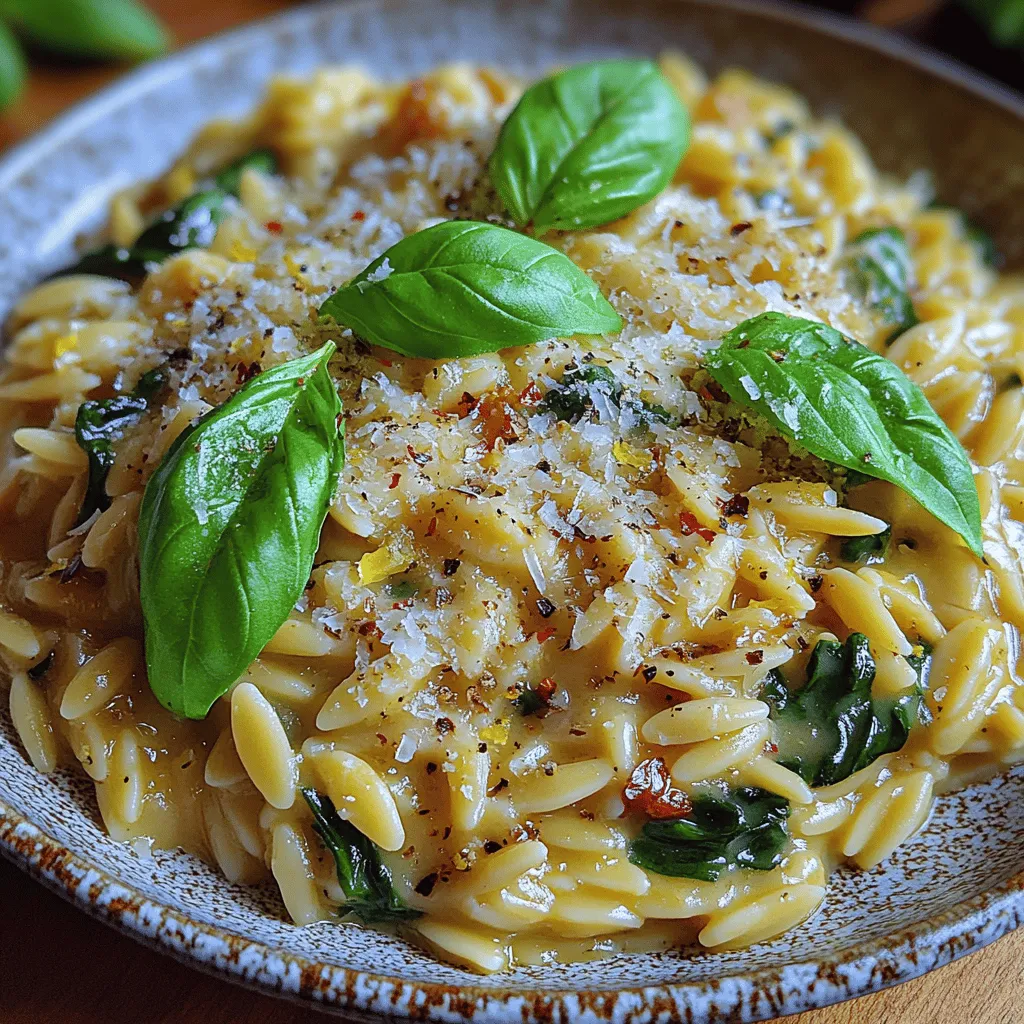 When it comes to quick and satisfying meals, few dishes can compete with Zesty Creamy Lemon Orzo with Spinach. This delightful recipe combines tender orzo pasta, vibrant fresh spinach, and a luscious creamy lemon sauce, creating a medley of flavors that is sure to please any palate. The light, zesty notes of lemon paired with the richness of cream make this dish not just a meal but an experience, perfect for both weeknight dinners and special occasions.