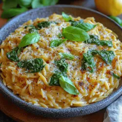 Zesty Creamy Lemon Orzo with Spinach