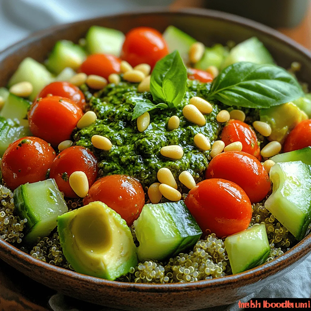 In the realm of nutritious and vibrant dishes, the Bright Basil Pesto Quinoa Salad stands out as a refreshing and energizing option. This salad not only serves as a wholesome meal but also brings a burst of flavor that tantalizes the taste buds, making it a perfect choice for any occasion, from casual family dinners to sophisticated gatherings. The combination of fluffy quinoa, a vibrant pesto dressing, and an array of fresh vegetables creates a symphony of textures and tastes that is equally pleasing to the eye and the palate.