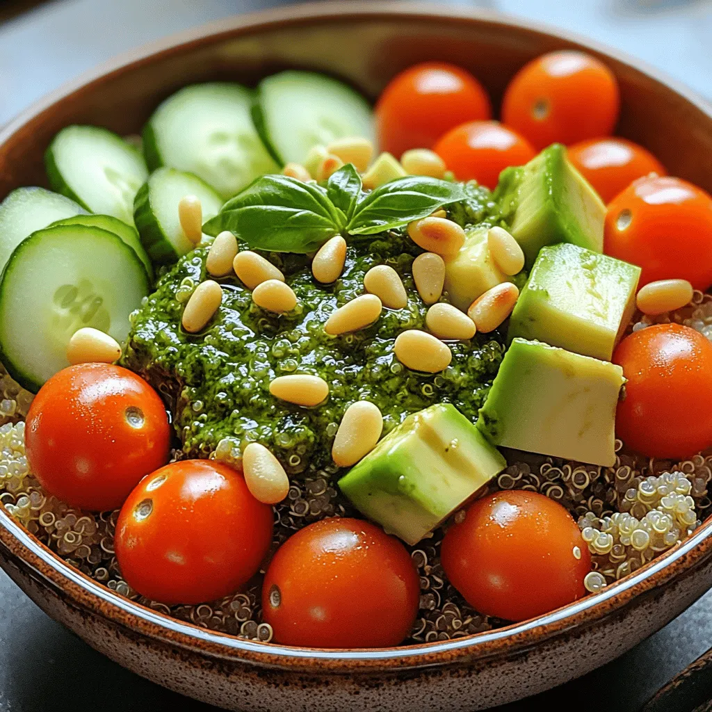In the realm of nutritious and vibrant dishes, the Bright Basil Pesto Quinoa Salad stands out as a refreshing and energizing option. This salad not only serves as a wholesome meal but also brings a burst of flavor that tantalizes the taste buds, making it a perfect choice for any occasion, from casual family dinners to sophisticated gatherings. The combination of fluffy quinoa, a vibrant pesto dressing, and an array of fresh vegetables creates a symphony of textures and tastes that is equally pleasing to the eye and the palate.