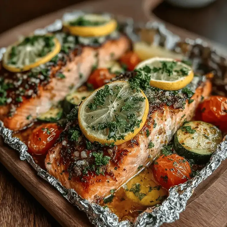If you're in search of a quick, healthy, and utterly delicious meal, then look no further than Garlic Butter Salmon Foil Packs. This dish combines the rich flavors of salmon with the aromatic goodness of garlic and the zest of fresh lemon, all cooked to perfection in convenient foil packs. Not only is this recipe a flavor explosion, but it's also a fantastic way to enjoy a nutritious meal without spending hours in the kitchen. Ideal for busy weeknights or relaxed weekend dinners, these foil packs allow for easy cooking and cleanup—making it a favorite for families and home cooks alike.