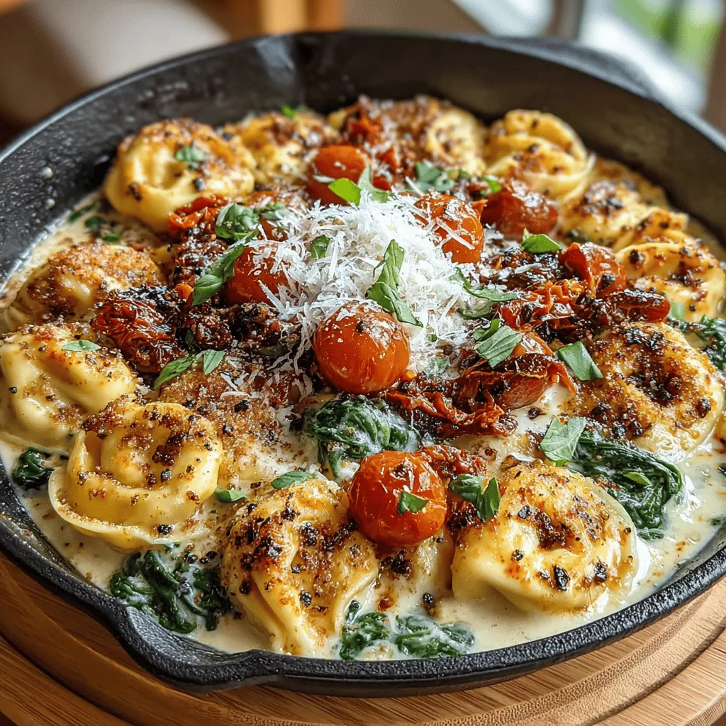 The Tuscan Tortellini Skillet with Sun-Dried Tomatoes is a delightful culinary creation that captures the essence of Italian cuisine with a modern twist. This dish boasts a symphony of vibrant flavors, making it a perfect addition to your weeknight dinner repertoire. With its creamy sauce enveloping cheese-filled tortellini, complemented by the earthy richness of sun-dried tomatoes and the freshness of spinach and cherry tomatoes, this recipe offers comfort and satisfaction in every bite.