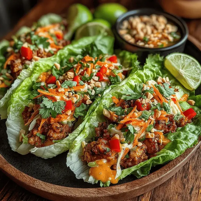 Thai cuisine is renowned for its vibrant flavors, combining sweet, savory, sour, and spicy elements in perfect harmony. This unique culinary tradition draws from a rich tapestry of cultural influences, resulting in dishes that are both complex and satisfying. Among the many delightful offerings, lettuce wraps have gained popularity as a healthy, low-carb meal option that is both versatile and easy to prepare. Spicy Thai Peanut Chicken Lettuce Boats provide an excellent example of this trend, bringing together rich flavors and fresh ingredients in a dish that is suitable for any occasion, from casual weeknight dinners to festive gatherings.