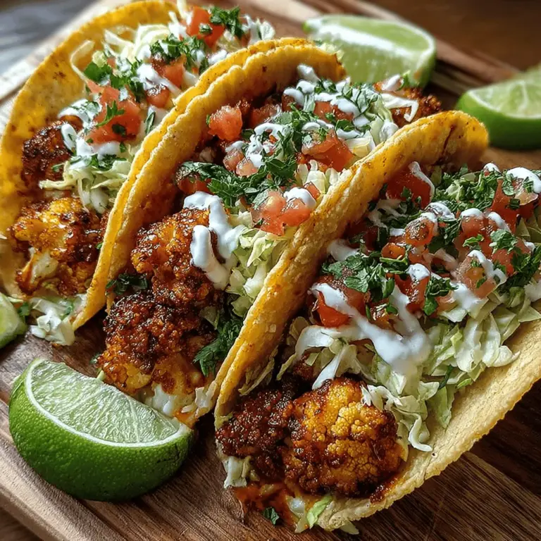 If you’re searching for a meal that perfectly balances spice and comfort, look no further than Crispy Buffalo Ranch Cauliflower Tacos. This innovative dish marries the fiery kick of buffalo sauce with the soothing creaminess of ranch dressing, all wrapped in soft tortillas brimming with vibrant, fresh veggies. Not only are these tacos a feast for the taste buds, but they also present a wonderful option for those seeking vegetarian or vegan alternatives without sacrificing flavor.