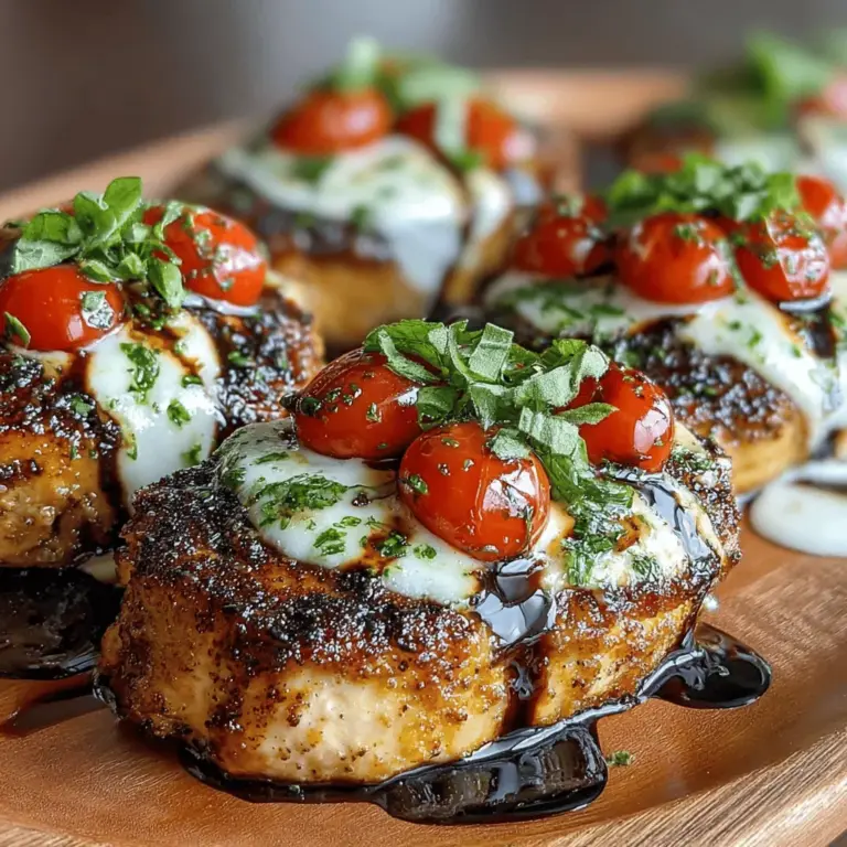 Balsamic Glazed Caprese Chicken is a culinary masterpiece that brilliantly merges the robust flavors of chicken with the fresh, vibrant elements typically found in a traditional Caprese salad. This dish stands out not only for its taste but also for its visual appeal, making it a perfect choice for both casual weeknight dinners and elegant gatherings. The combination of succulent chicken breasts, creamy mozzarella, juicy cherry tomatoes, and fragrant basil is elevated by a sweet and tangy balsamic glaze that adds depth and complexity to every bite.