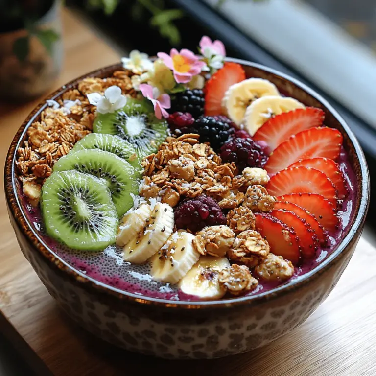 In the world of healthy eating, the Bright Berry Chia Smoothie Bowl stands out as a delightful and visually striking option that caters to both taste and nutrition. This vibrant dish combines the natural sweetness of mixed berries with the unique texture of chia seeds, creating a breakfast or snack that is as satisfying as it is wholesome. Not only does it provide a refreshing start to your day, but it also packs a powerful punch of vitamins and minerals essential for overall health.