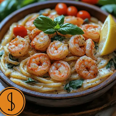 Luscious Creamy Tuscan Shrimp Linguine