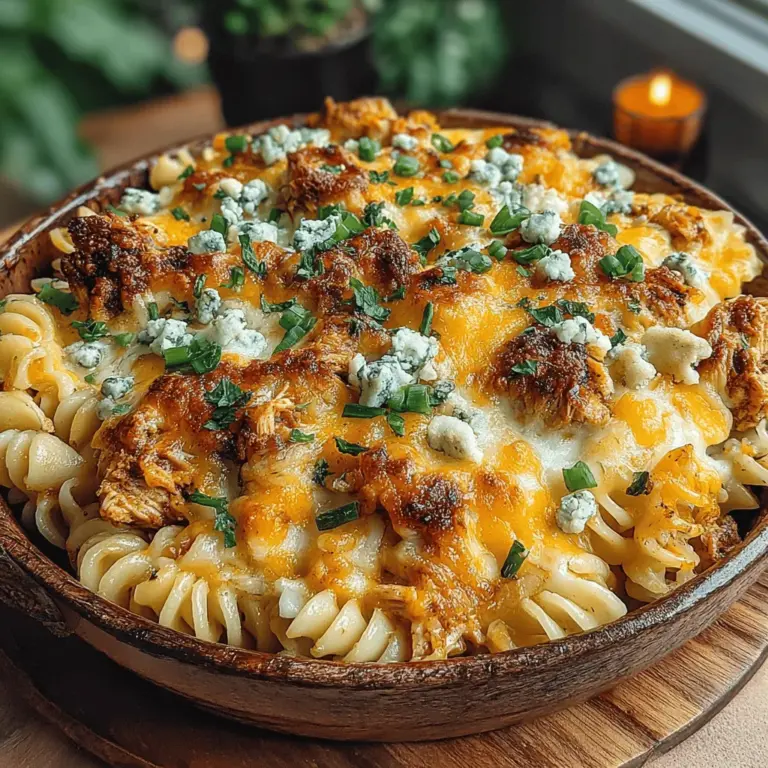 If you're looking for a dish that perfectly marries bold flavors with comforting textures, our Spicy & Cheesy Buffalo Chicken Pasta Bake is the answer. This recipe reimagines the beloved buffalo chicken, known for its spicy kick and savory depth, by incorporating it into a creamy, cheesy pasta bake that is sure to become a family favorite. Ideal for a cozy night in or as a crowd-pleaser at parties and game day events, this dish offers a delightful blend of heat and richness that satisfies even the most discerning palate.