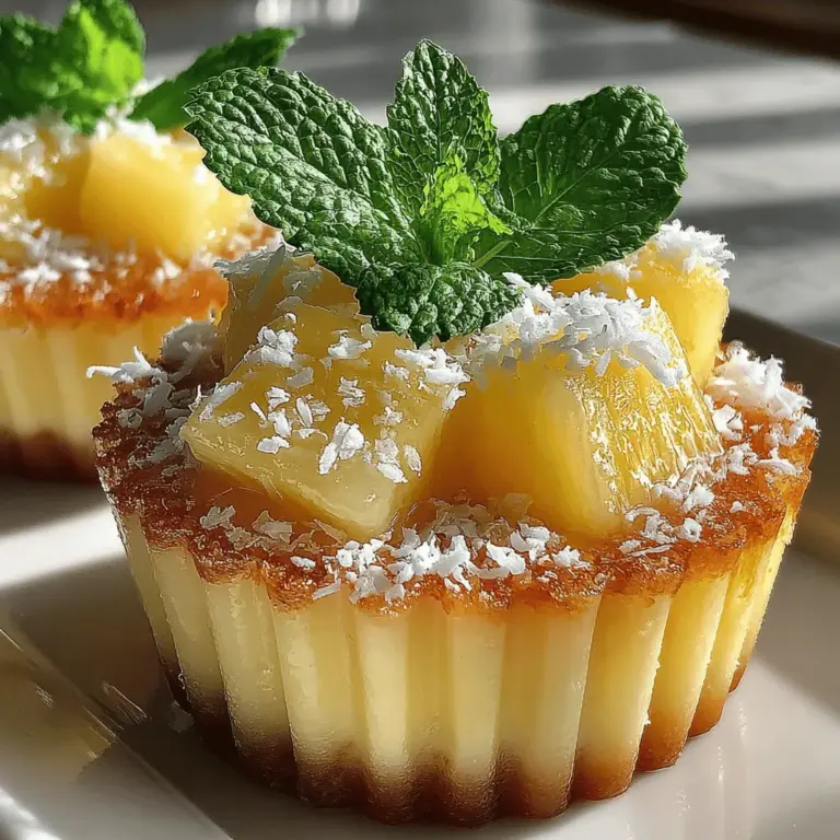 When your Tropical Bliss Frozen Pineapple Coconut Cups have reached the perfect consistency, you’ll know it’s time to serve them. Look for a firm yet slightly soft texture, which indicates that they are frozen enough to hold their shape while still being easy to scoop. If you can gently press the top with a spoon and it leaves a slight indentation, your cups are ready! Additionally, the vibrant yellow color of the pineapple mixture should be bright and inviting, hinting at the delicious tropical flavors waiting to be savored.