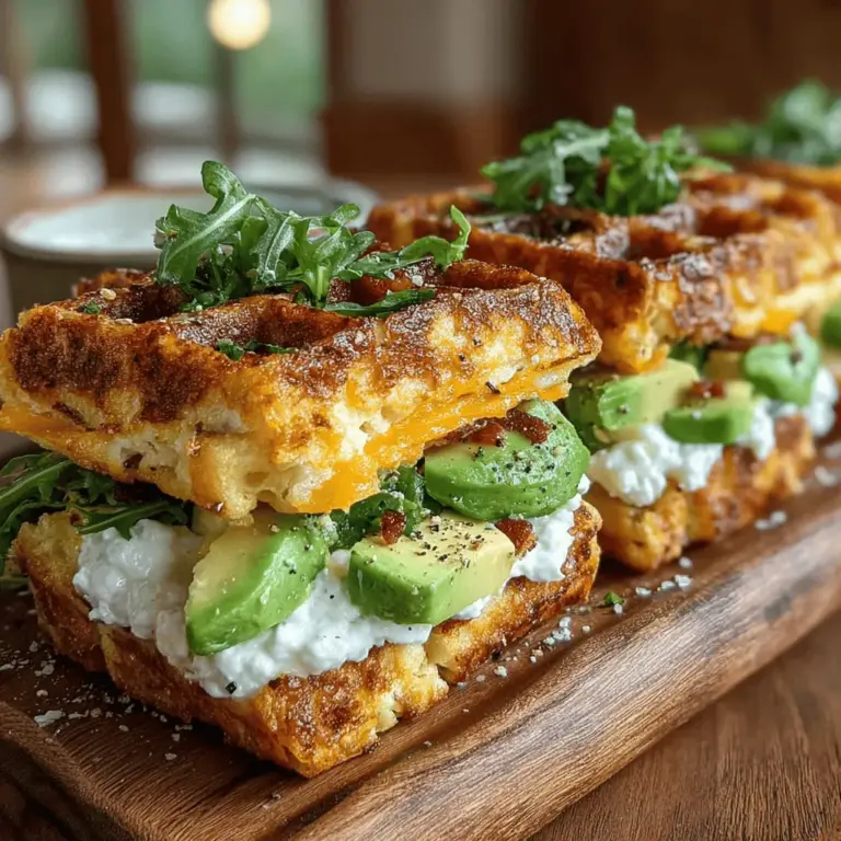 Welcome to the delicious world of Savory Cheddar Chive Waffle Sandwiches, where traditional breakfast fare meets innovative culinary creativity. This unique recipe reinvents the classic waffle, transforming it from a sweet morning staple to a savory delight that can be enjoyed at any time of day. The combination of crispy, golden waffles filled with melted sharp cheddar cheese and fresh chives offers a tantalizing experience for your taste buds. Whether you're hosting a weekend brunch or simply craving a satisfying meal, these waffles serve as the perfect base for a flavorful sandwich that's sure to impress.
