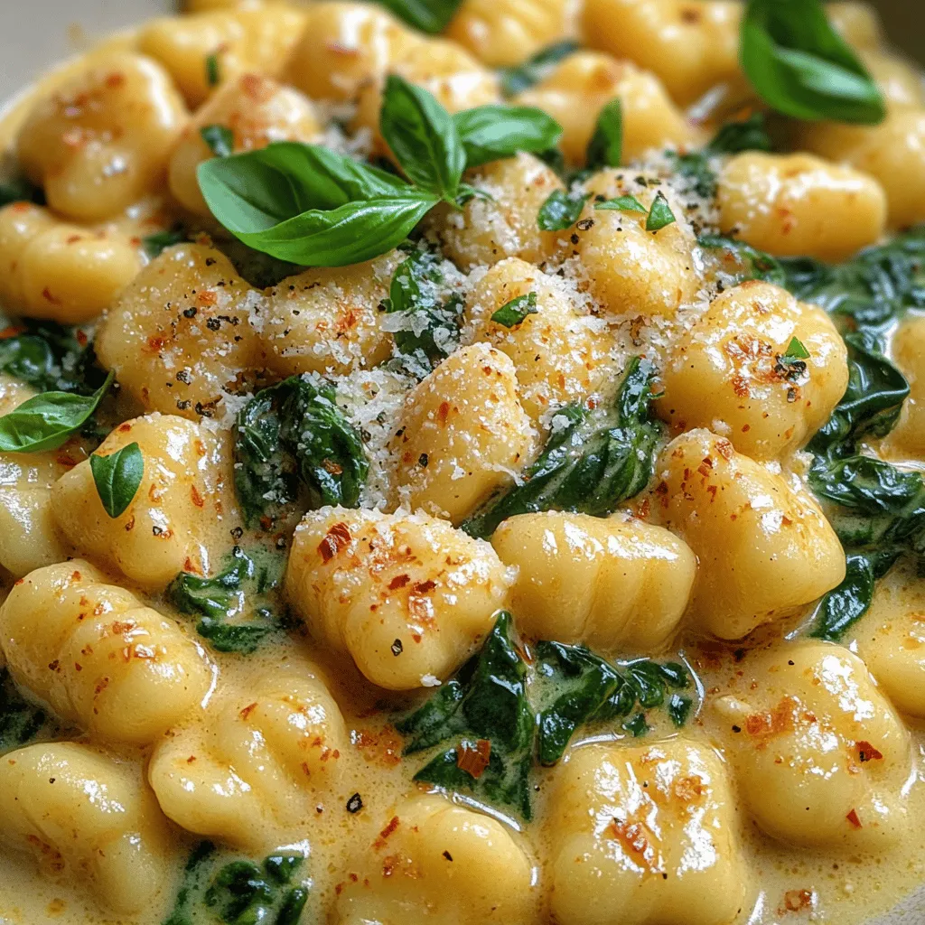 Gnocchi, a beloved staple in Italian cuisine, has captured the hearts and palates of food lovers around the world. This dish, particularly when prepared as Creamy Garlic Spinach Gnocchi, presents a sumptuous blend of flavors and textures that is both comforting and indulgent. The creamy sauce, infused with the rich essence of garlic and the vibrant freshness of spinach, creates a delightful dining experience that is hard to resist. Not only does this recipe offer a delicious meal, but it also showcases the versatility of gnocchi, making it suitable for a variety of occasions—from a casual weeknight dinner to an elegant gathering with friends.