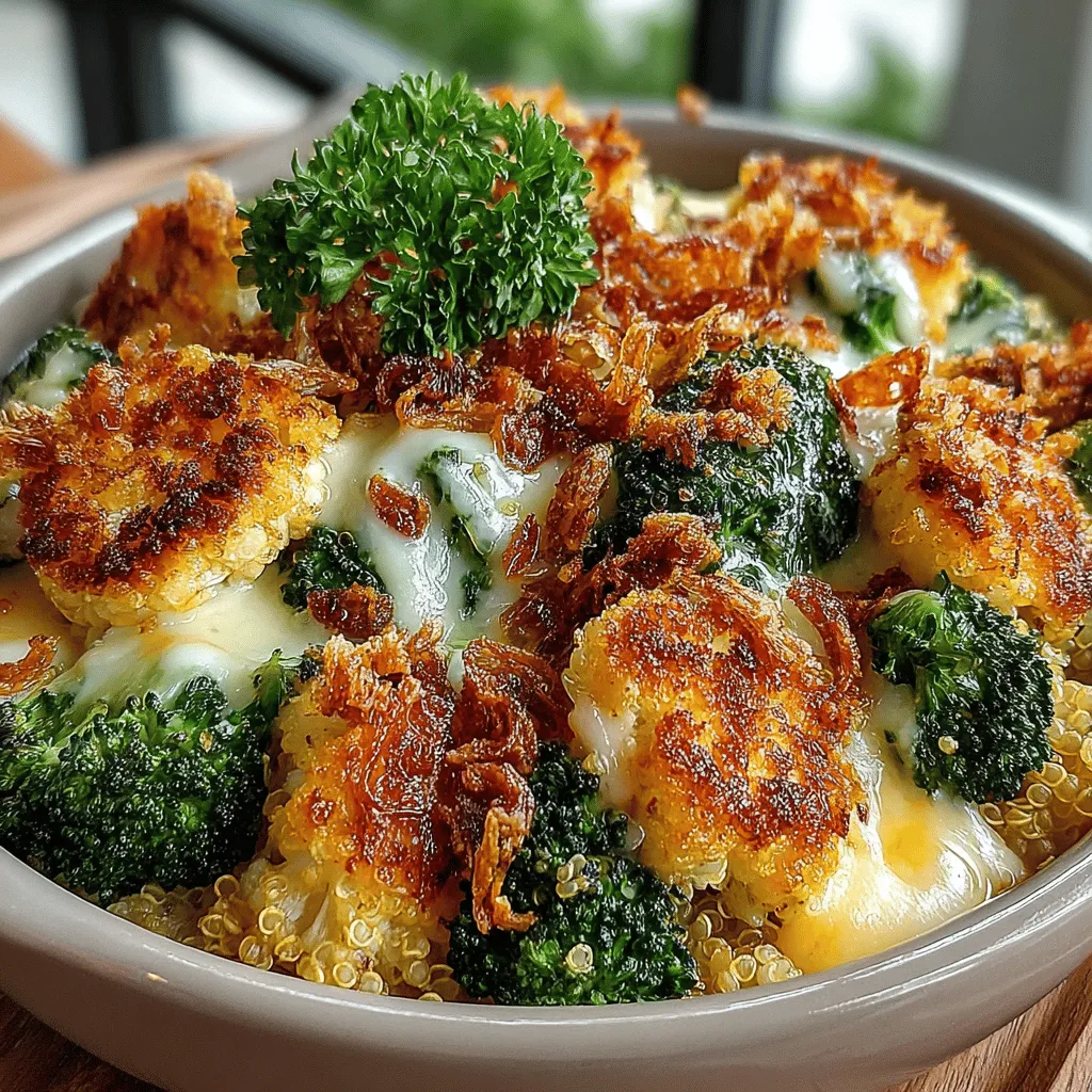 Cheesy Broccoli Bliss Quinoa Casserole is a delightful dish that captures the essence of comfort food while packing a nutritious punch. This recipe artfully combines the healthful benefits of quinoa and broccoli with the rich, indulgent flavor of cheese, creating a meal that is as satisfying as it is wholesome. Whether you’re looking to whip up a cozy family dinner, meal prep for the week ahead, or serve a unique side dish at your next gathering, this casserole is a versatile option that caters to various occasions and palates.
