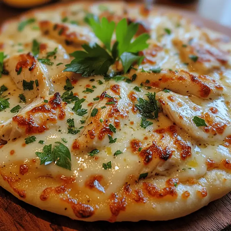 Creamy Garlic Alfredo Flatbread is a delightful dish that brings together the comfort of Italian flavors with the convenience of a quick meal option. This flatbread is not only versatile, but it also serves as an excellent choice for casual dining or entertaining guests. Whether you are having a cozy night in or hosting a gathering, this recipe offers a satisfying and delicious experience that is sure to impress.