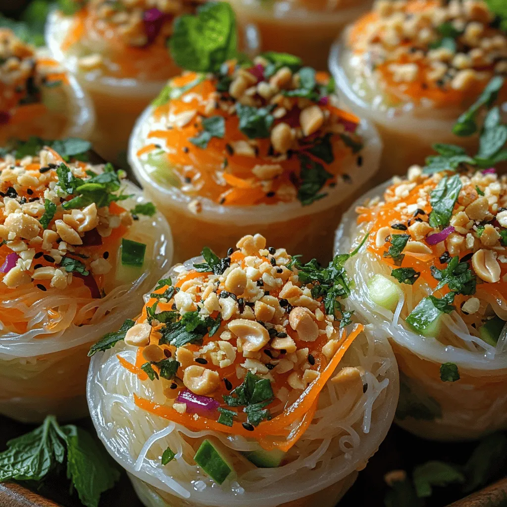 Crunchy Thai Noodle Salad Cups are a vibrant and refreshing culinary creation that perfectly encapsulates the essence of Thai cuisine. This dish, with its delightful medley of textures and flavors, is not just a feast for the taste buds but also a visual treat, making it an ideal choice for gatherings, potlucks, or a light meal at home. The combination of crisp vegetables, tender noodles, and a zesty dressing allows for a delightful balance that appeals to both the palate and the eye.