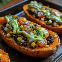 Sweet Potato Taco Boats with Avocado Drizzle
