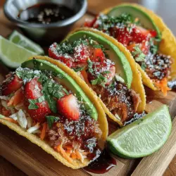 Tacos have long been a beloved staple in many cuisines, but the concept of tuna tacos introduces a delightful twist that elevates this classic dish to new heights. Imagine the freshness of sushi-grade tuna, expertly seasoned and paired with a vibrant strawberry slaw that bursts with flavor. This recipe for Tuna Tacos with Strawberry Slaw is not only a feast for the taste buds but also a visual treat, making it an ideal choice for gatherings, casual dinners, or summer parties. The unique flavor profile of this dish will surely impress your guests and leave them craving more.