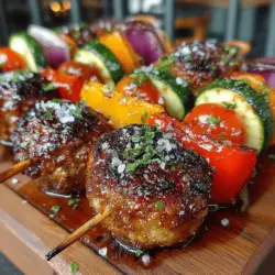 Honey Glazed Meatball and Veggie Skewers