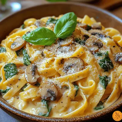 Creamy Spinach Mushroom Pasta Recipe