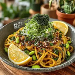 Zesty Lemon Garlic Edamame Noodle Bowls