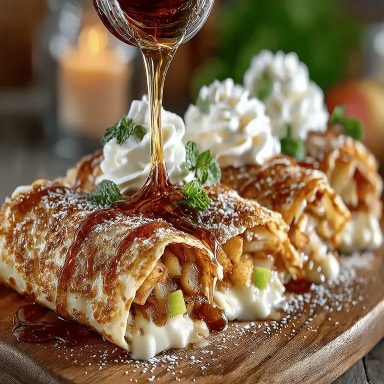 Apple Pie Pancake Roll-Ups are a delightful fusion of two beloved breakfast classics: apple pie and pancakes. This inventive recipe brings together the comforting flavors of spiced apples with the fluffy texture of pancakes, resulting in a deliciously unique treat that's perfect for breakfast or brunch. Imagine waking up to the warm aroma of caramelized apples mingling with the sweet scent of pancakes, creating an irresistible invitation to start your day. Not only are these roll-ups a visual delight, but they are also incredibly easy to make and can be customized to suit your taste preferences.