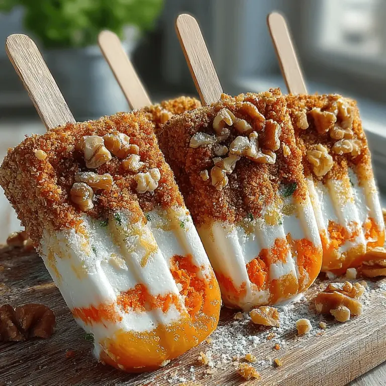 Carrot Cake Yogurt Muffin Pops are a delightful twist on a beloved classic, merging the moist, spiced goodness of traditional carrot cake with the creamy, tangy flavor of yogurt. These muffin pops offer a refreshing and fun way to enjoy a nutritious snack, making them perfect for warm days or as a wholesome treat for kids and adults alike. Not only are they delicious, but they are also simple to prepare, presenting an enjoyable culinary project for anyone looking to incorporate more wholesome ingredients into their diet.