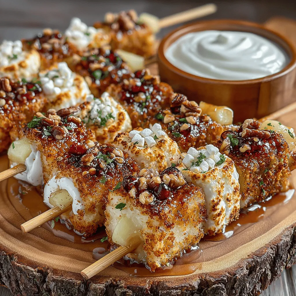 At the heart of this recipe are fresh, crisp apples, which are roasted to perfection and drizzled with pure maple syrup. The skewers are further enhanced with a mix of spices and nuts, resulting in a treat that balances sweet and savory notes in every bite. The contrast of the tender roasted apples with the crunch of nuts and the creaminess of mini marshmallows creates an experience that is both satisfying and comforting.