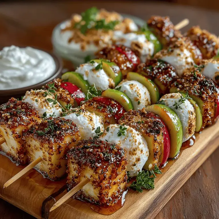 At the heart of this recipe are fresh, crisp apples, which are roasted to perfection and drizzled with pure maple syrup. The skewers are further enhanced with a mix of spices and nuts, resulting in a treat that balances sweet and savory notes in every bite. The contrast of the tender roasted apples with the crunch of nuts and the creaminess of mini marshmallows creates an experience that is both satisfying and comforting.