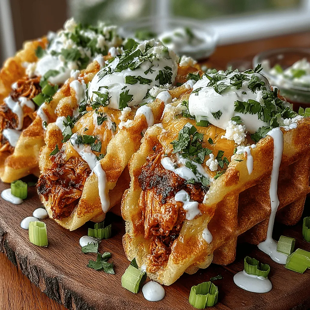 Mini Buffalo Chicken Waffle Tacos are an exciting and innovative twist on traditional tacos and the beloved buffalo chicken dish. By combining the crispy, savory delights of buffalo chicken with the comforting warmth of waffles, this recipe offers a unique culinary experience that is sure to impress. Ideal for parties, game days, or casual family dinners, these mini tacos bring together a medley of flavors and textures that are both satisfying and fun to eat.