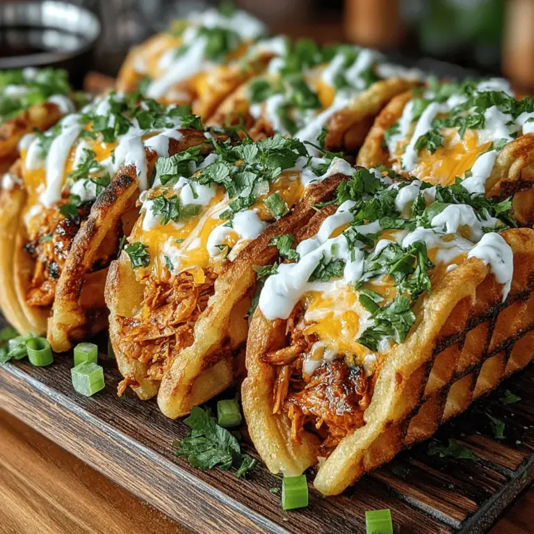 Mini Buffalo Chicken Waffle Tacos are an exciting and innovative twist on traditional tacos and the beloved buffalo chicken dish. By combining the crispy, savory delights of buffalo chicken with the comforting warmth of waffles, this recipe offers a unique culinary experience that is sure to impress. Ideal for parties, game days, or casual family dinners, these mini tacos bring together a medley of flavors and textures that are both satisfying and fun to eat.