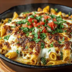 Cheesy Green Chili Pasta Skillet