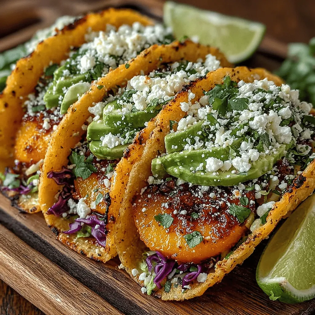 Crispy Peach Tacos are a delightful fusion of sweet and savory, combining the juicy goodness of ripe peaches with the satisfying crunch of a taco shell. This innovative dish embraces the essence of summer, making it a perfect choice for warm-weather gatherings or a casual weeknight dinner. The vibrant colors and enticing aromas are sure to please both the eyes and the palate, inviting everyone to take a bite and savor the layered flavors.