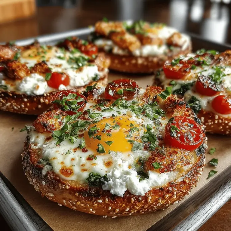 Explore the delightful world of breakfast with our Mini Egg & Cheese Bagel Pizzas. This easy and versatile recipe combines the rich flavors of scrambled eggs, gooey mozzarella cheese, and vibrant vegetables, all nestled atop warm, toasted mini bagels. Ideal for busy mornings or a fun brunch gathering, these bagel pizzas not only cater to your taste buds but also provide a nutritious kickstart to your day. With their satisfying textures and flavors, Mini Egg & Cheese Bagel Pizzas are sure to become a favorite in your breakfast rotation. Let’s dive into this delicious recipe that promises to satisfy your cravings while being simple enough for anyone to master.