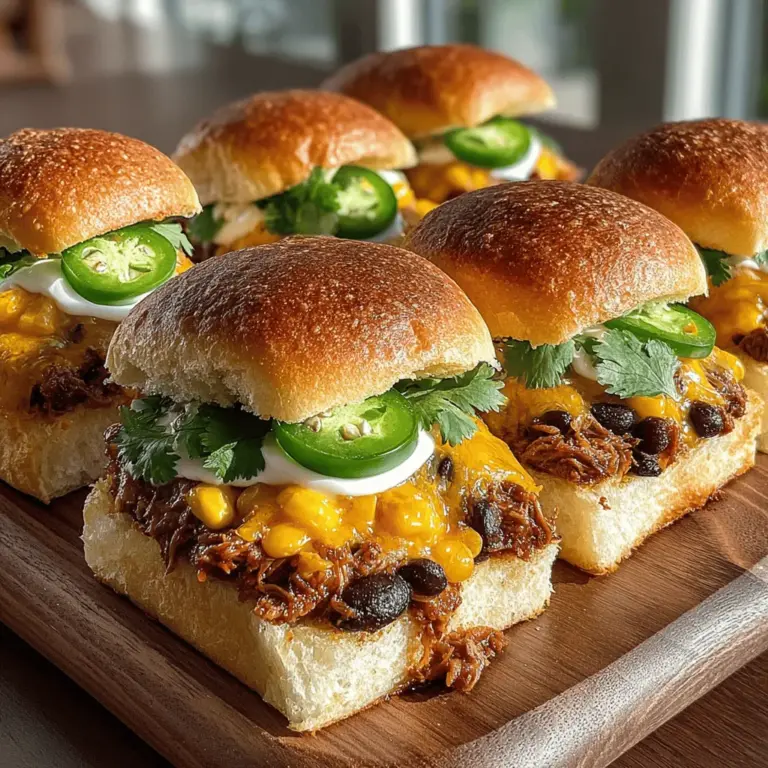 What makes Chili Chicken Delight Sliders stand out is their incredible blend of flavors and textures. Imagine juicy chicken breasts simmered to perfection with black beans, sweet corn, and diced tomatoes, all infused with a spicy chili seasoning. Each bite is a delightful mix of heat and savory goodness, making these sliders an instant hit among guests of all ages.