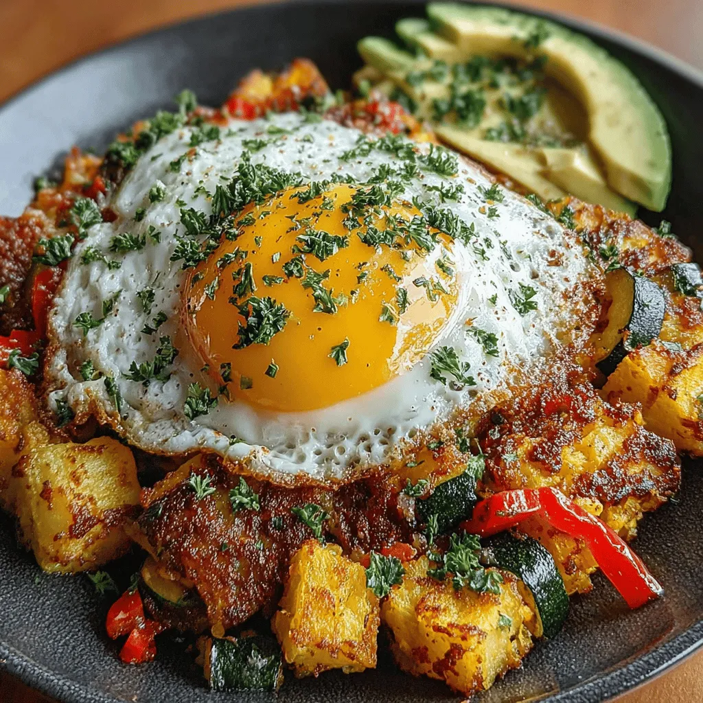 When it comes to creating a satisfying and nutritious meal, the Zesty Zucchini & Sweet Potato Hash with Eggs stands out as a delicious option. This dish masterfully combines the earthy sweetness of sweet potatoes with the light, fresh crunch of zucchini, creating a symphony of flavors that is both comforting and invigorating. Topped with perfectly cooked eggs, this hash serves as a versatile dish that shines at breakfast, brunch, or even dinner. Its vibrant colors and rich textures not only appeal to the palate but also make for an eye-catching presentation.