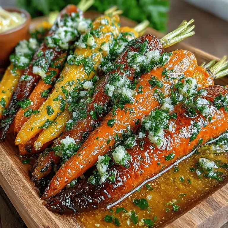 Garlic Butter Roasted Carrots are a delightful side dish that can transform any meal into a gourmet experience. This recipe combines the natural sweetness of carrots with the rich, savory flavors of garlic and butter, creating a dish that is both simple to prepare and incredibly satisfying. Whether served alongside a succulent roast or as a part of a vegetarian feast, these roasted carrots add a touch of elegance and a burst of flavor to the table.